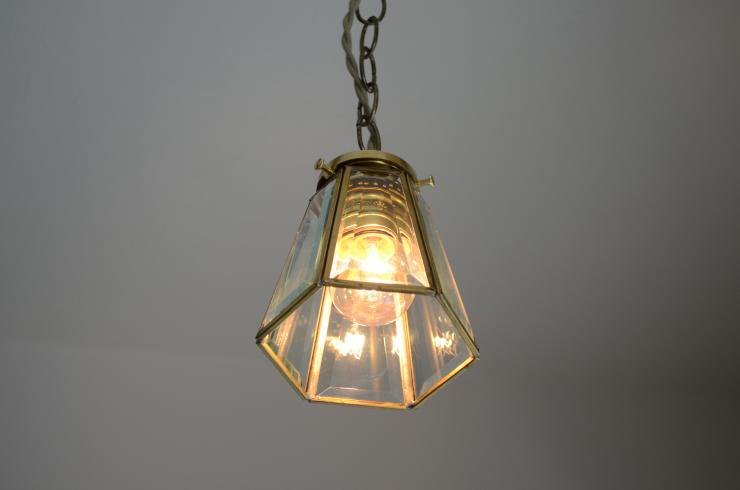 6面クリアガラス 真鍮ペンダントランプ｜アンティーク照明・ランプ｜CHELSEA antique＆decoration（チェルシー）