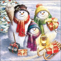 オランダ/Ambiente/ペーパーナプキン/Snowmen Family