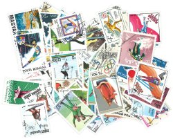 世界のウィンタースポーツの使用済み切手10枚