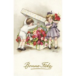 フランス/ポストカード/boite de fleurs/788