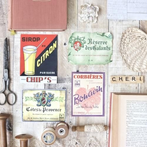 フランスアンティークラベルセット【4枚】 - Cheri