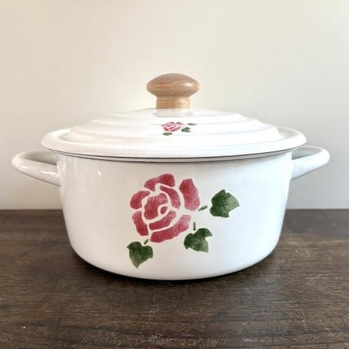 マニーローズ両手鍋 Many（マニー） ポワット・ブランシュ ローズ ホーロー 両手鍋 | 限定