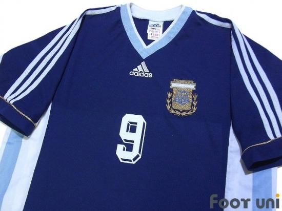 アルゼンチン代表 Argentina 98 A アウェイ 9 バティストゥータ Batistuta フランスw杯モデル アディダス 半袖 Vintage Soccer Jersey Football Shirt 買取 全国通販 Usedサッカーユニフォーム専門店 Foot Uni フットユニ 古着 ユーズド ヴィンテージ