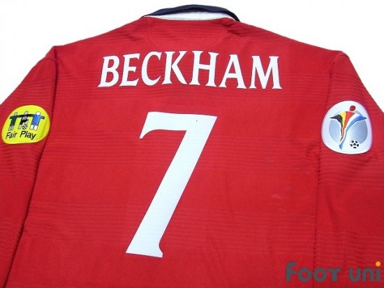 イングランド代表（England）00 A アウェイ #7 ベッカム（Beckham）ユーロパッチ ユーロ2000モデル 長袖 タオル地 アンブロ  襟付き Vintage Soccer Jerseys Football Shirts - 買取｜全国通販【USEDサッカーユニフォーム専門店 Foot  uni フットユニ】古着｜ユーズド ...