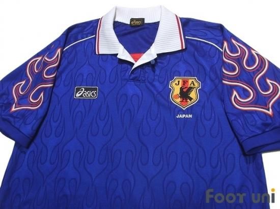 日本代表(Japan)1998 H ホーム 炎モデル アシックス 半袖 - USED