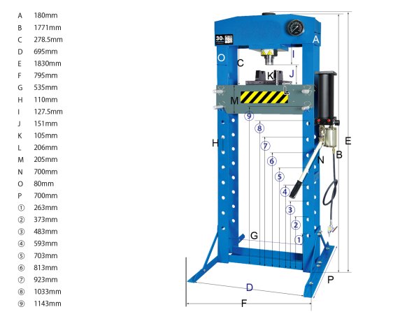 30ton油圧プレス ショッププレス(メーター付き) - 車・バイクと工具専門店 TOOLS ISLAND ツールズアイランド  初心者から上級者まで快適な作業をプロデュース