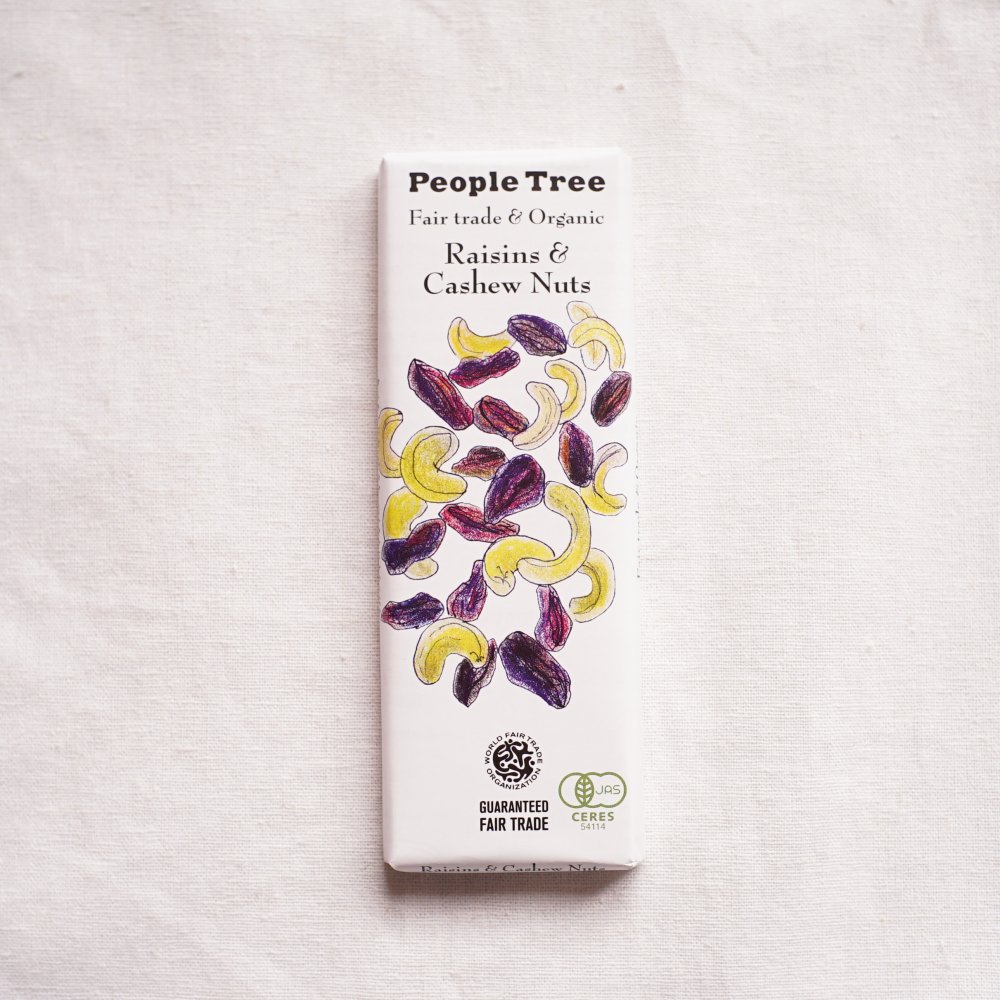  People Treeのフェアトレードチョコレート 板チョコ　レーズン＆カシューナッツ【冬季限定】