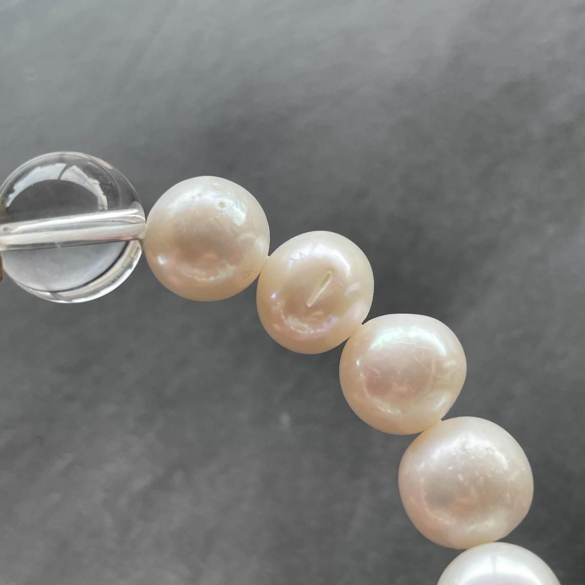 ひいらぎ　おまもりブレス　水晶×淡水パール おまもりブレス｜水晶×パール