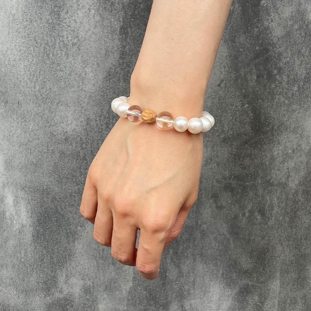 ひいらぎおまもりブレス水晶×淡水パール