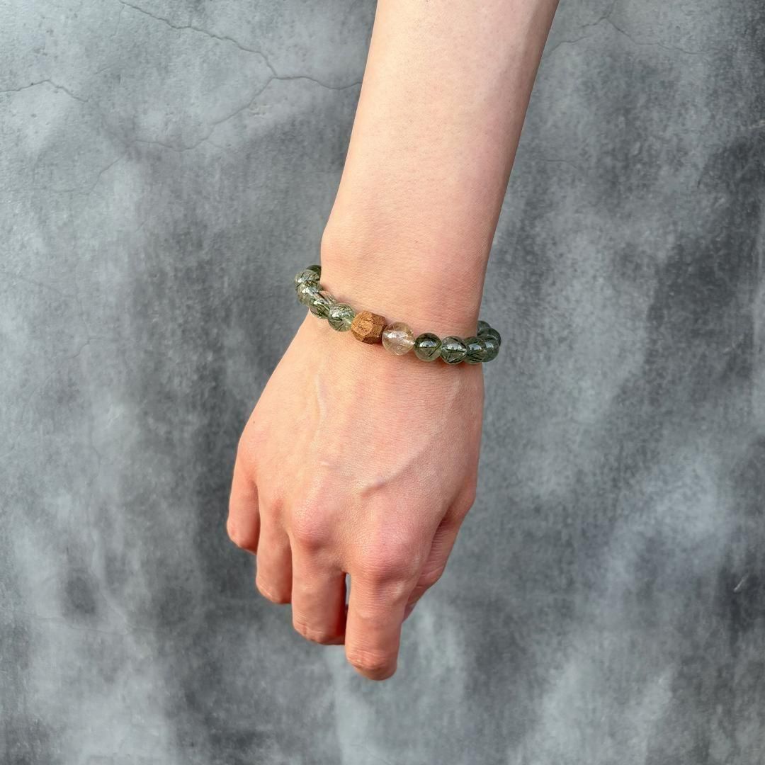 おまもりブレス｜アクチノライトインクォーツ(緑)