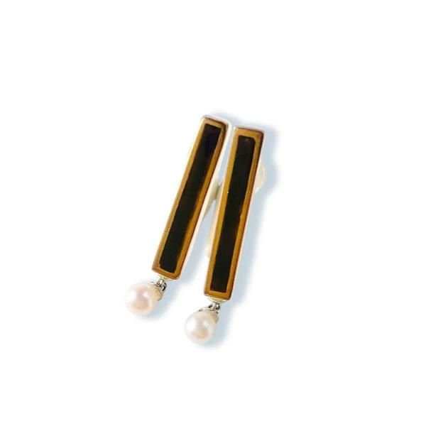 <img class='new_mark_img1' src='https://img.shop-pro.jp/img/new/icons7.gif' style='border:none;display:inline;margin:0px;padding:0px;width:auto;' />Classic Ko  SHI U Black Pearl Gold Pierced Earring