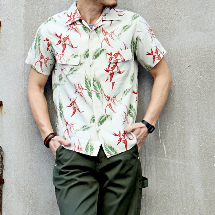 KOJIMA GENES 【児島ジーンズ】 リーフプリントオープンカラーシャツ - HARM'S WAY ハームズウェイ