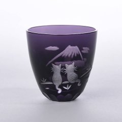 ぐい呑（被・紫）／猫と富士