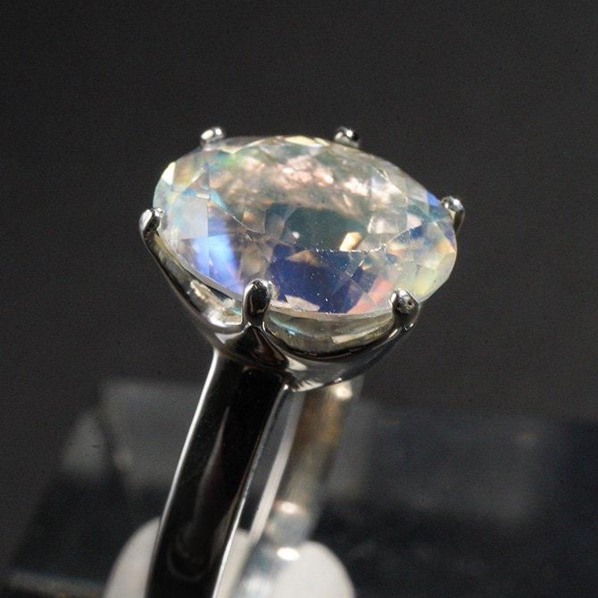 天然石　レインボームーンストーン　天然石リング　ルース　オーダーリング 高品質 レインボームーンストーン リング 18号 silver925 天然石