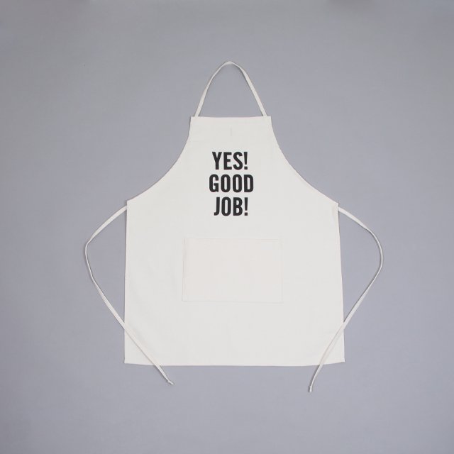 DRESSSEN ADULT APRON - YES GOOD JOB #UNBLEACHED [#21]｜Silver and