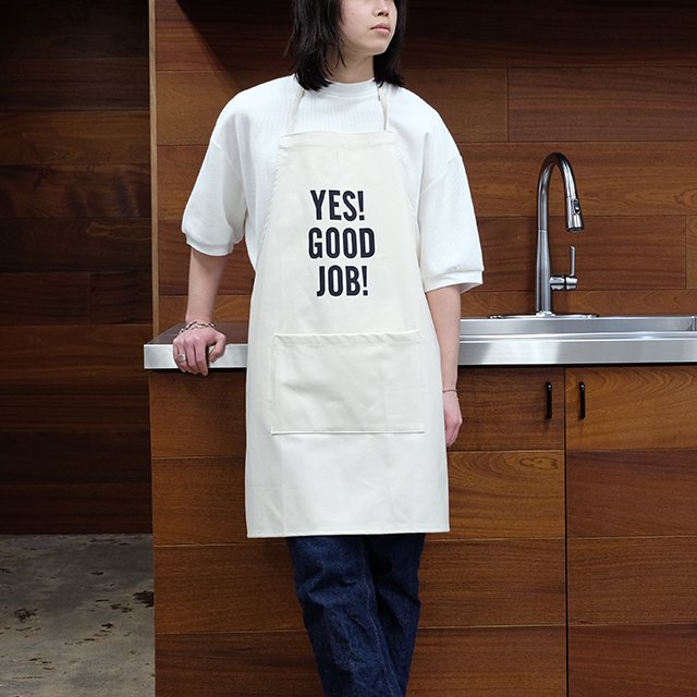 DRESSSEN ADULT APRON - YES GOOD JOB #UNBLEACHED [#21]｜Silver and