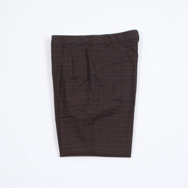 ITALIAN WOOL CHK MENS D/P T/PANT #BROWN CHK [SN-405-B]