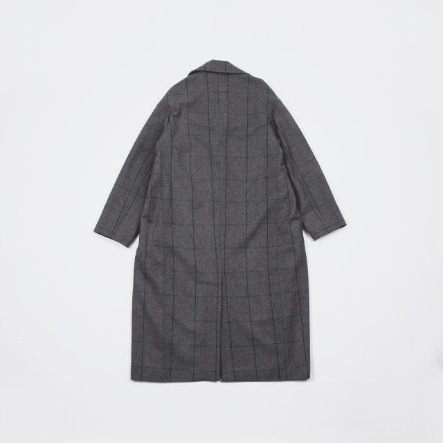 WINDOWPANE CHECK MENS WOOL OVERCOAT #GREY CHECK [SN-404A]