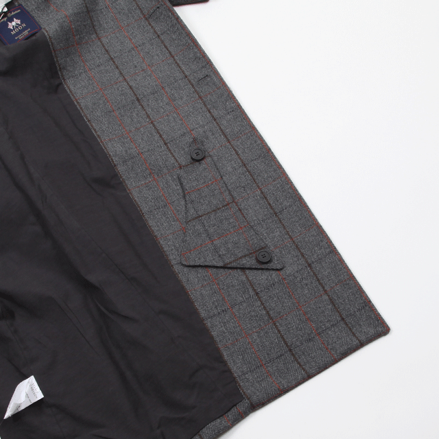 WINDOWPANE CHECK MENS WOOL OVERCOAT #GREY CHECK [SN-404A]