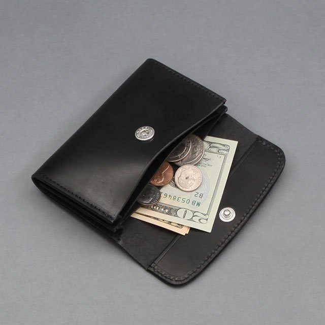 LEATHER & SILVER MOTO Card Case #Black [CA6]｜Silver and Gold