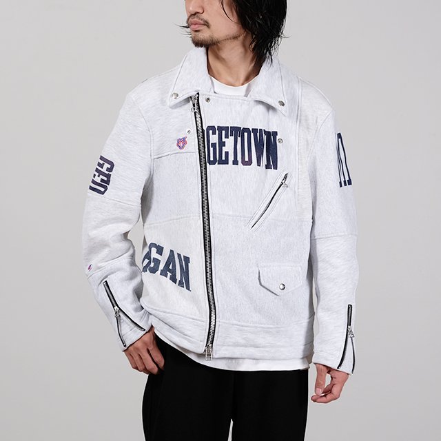 OLD PARK OVERSIZED RIDERS JACKET #SWEAT size:M [OP-397]｜Silver 
