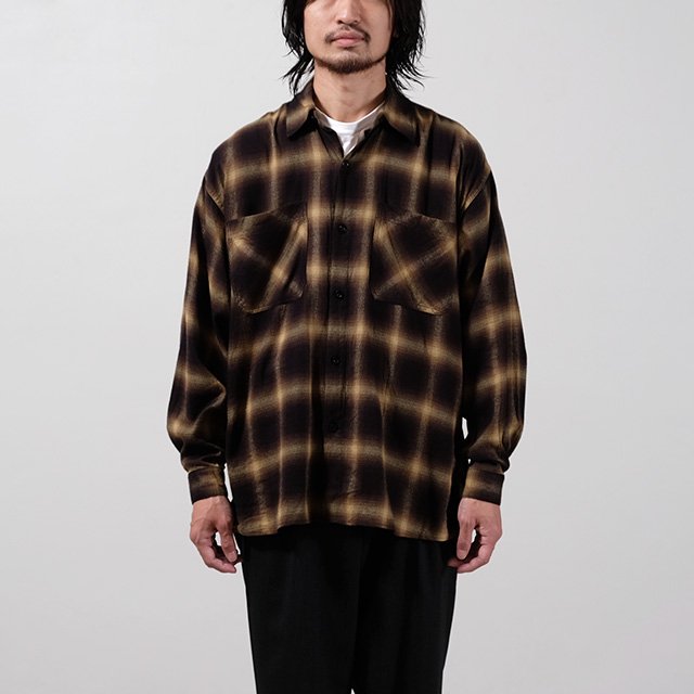 ETS.MATERIAUX ETS.Ombrecheck Flannel Shirt #MUSTARD [21050300260430]｜Silver  and Gold Online Store