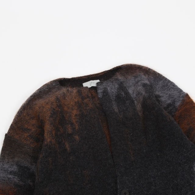 Rainy Pattern Knit Cardigan #Brown × Gray [AY9-28]