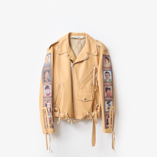 OUT OF MUSEUM LEATHER RIDERS JACKET #BEIGE [MID21FW-JK02]
