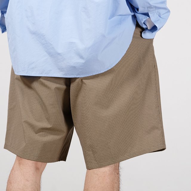 PLEATED SUITPANTS SHORTS #BROWN/GREEN CHECK [GP.01.06.06.02]