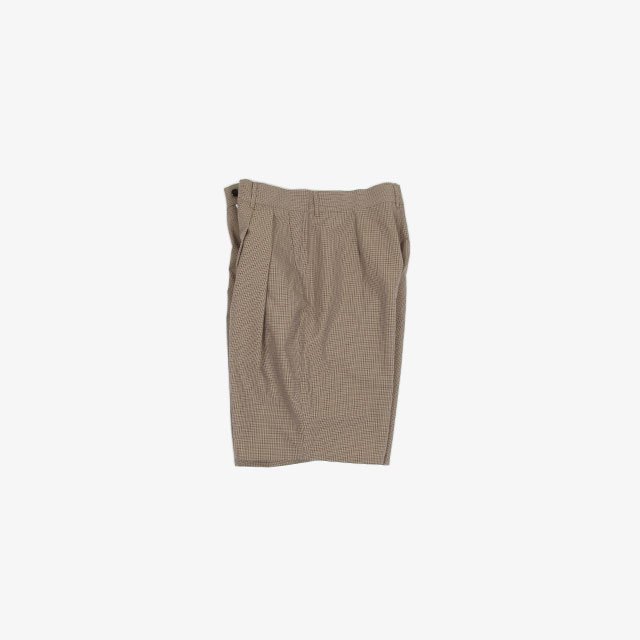 PLEATED SUITPANTS SHORTS #BROWN/GREEN CHECK [GP.01.06.06.02]