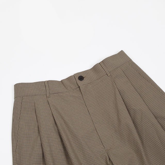 PLEATED SUITPANTS SHORTS #BROWN/GREEN CHECK [GP.01.06.06.02]