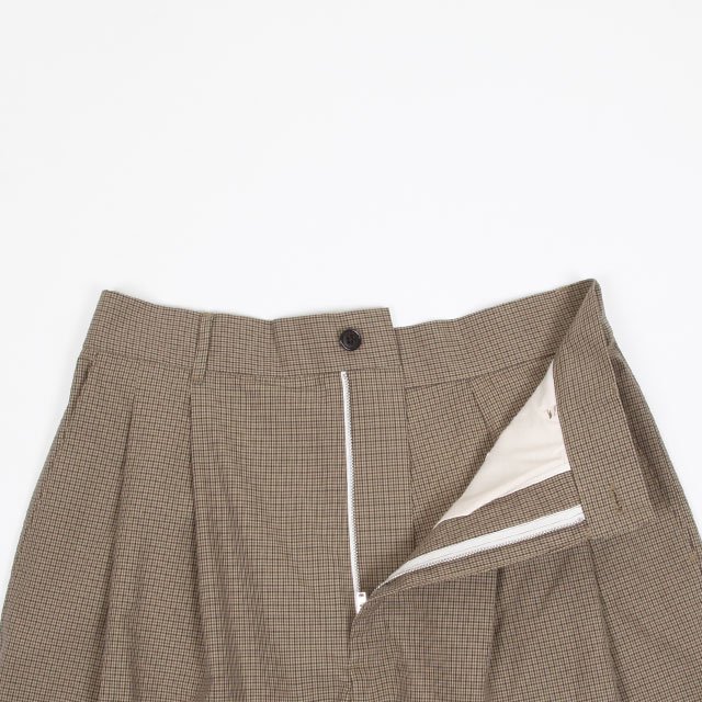 PLEATED SUITPANTS SHORTS #BROWN/GREEN CHECK [GP.01.06.06.02]