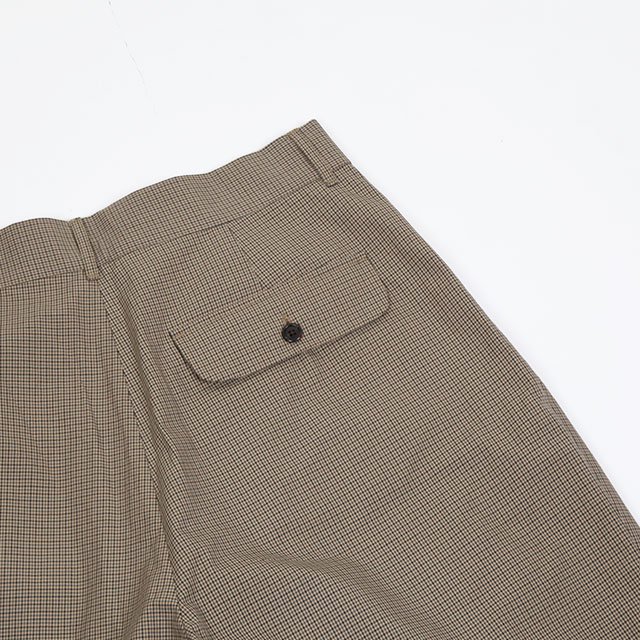 PLEATED SUITPANTS SHORTS #BROWN/GREEN CHECK [GP.01.06.06.02]