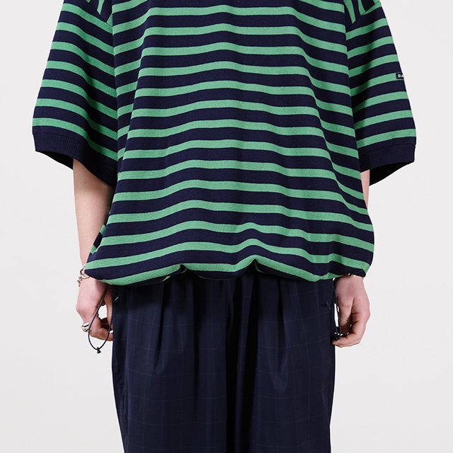 SHORT SLEEVE BALLOON BASQUE T SHIRT #D/NAVY×GREEN BORDER [31SSSH05-1]