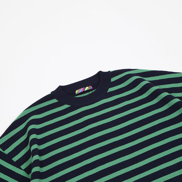 SHORT SLEEVE BALLOON BASQUE T SHIRT #D/NAVY×GREEN BORDER [31SSSH05-1]