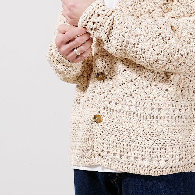 パステルオリーブ MacMahon Knitting Mills Crochet Cardigan | www