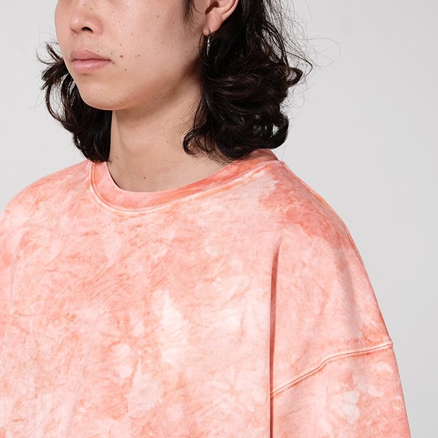 FRENCH TERRY CROPPED S/S SWEAT SHIRT #TIE DYE PINK + MINERAL [M31750]