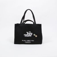 THE DAYERA. YeeHawLOGO BIG TOTE BAG - HERRINGBONE CANVAS #BLACK