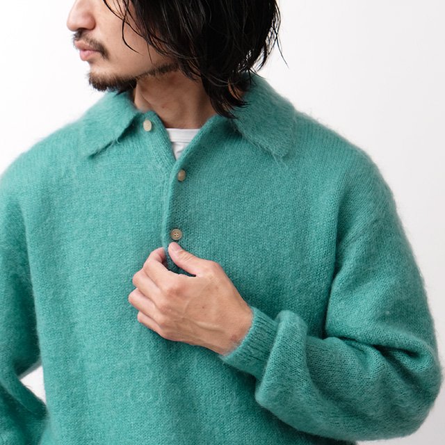 BRUSHED SUPER KID MOHAIR KNIT POLO サイズ1