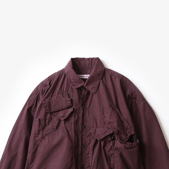 ORGANIC COTTON MULTI POCKET SHIRT #BURGUNDY [164585518]