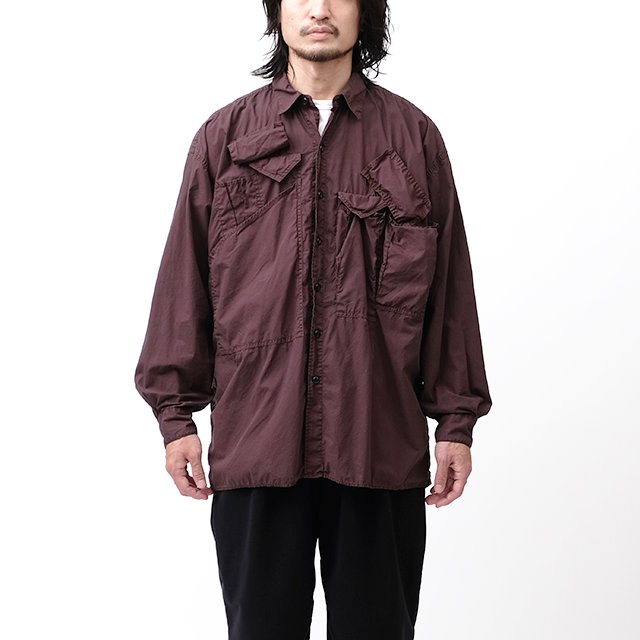 ORGANIC COTTON MULTI POCKET SHIRT #BURGUNDY [164585518]