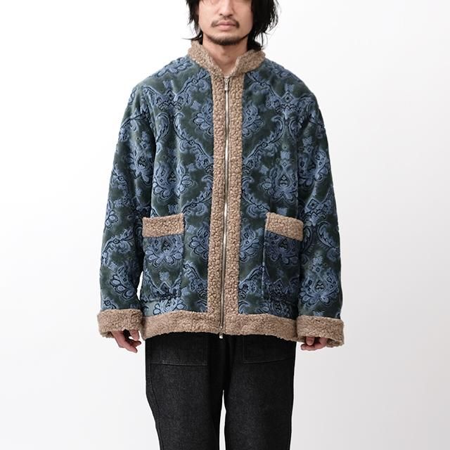 レオパードフラワーブラック NEEDLES ZIPPED TIBETAN JACKET DAMASK 美