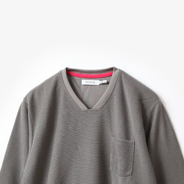 nonnative DWELLER L/S V NECK TEE WOOL T/C JERSEY #CEMENT [NN-C4207