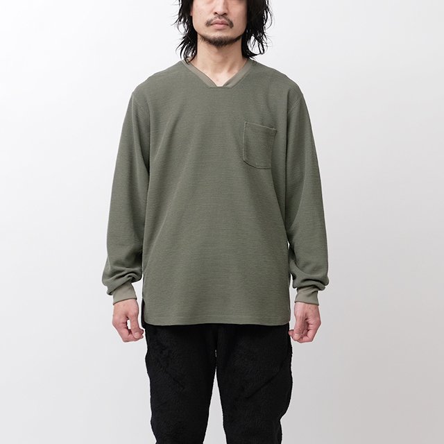 nonnative DWELLER L/S V NECK TEE WOOL T/C JERSEY #CEMENT [NN-C4207