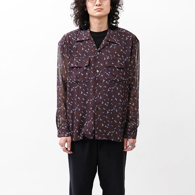 Needles Classic Shirt - Poly Chiffon/Floral Printed #Brown [MR166