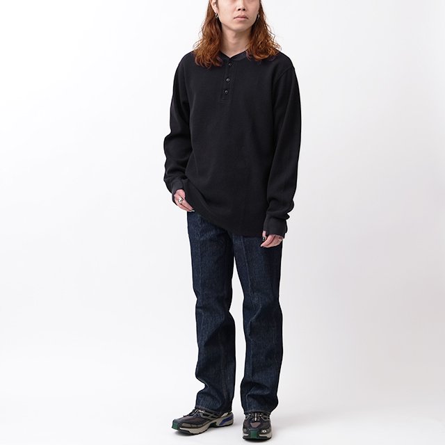 DWELLER HENLEY NECK L/S TEE COTTON THERMAL #NAVY [NN-C4205]