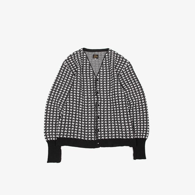 Needles V Neck Cardigan - Houndstooth #Black [MR322]｜Silver and Gold