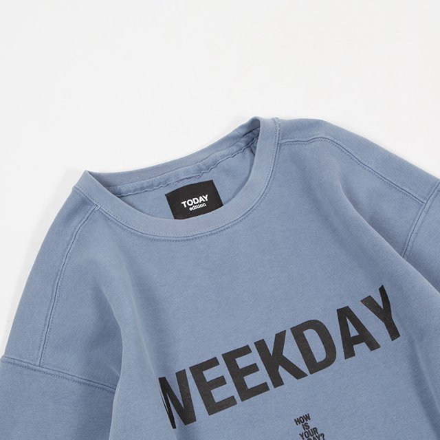 TODAY edition WEEKDAY - 04 Reversible Crew Sweat #BLUE/Birthday(Red)  [22-3RD-25]｜Silver and Gold Online Store