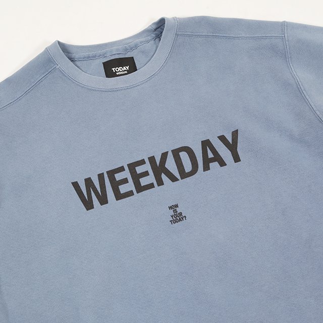 TODAY edition WEEKDAY - 04 Reversible Crew Sweat #BLUE/Birthday(Red)  [22-3RD-25]｜Silver and Gold Online Store