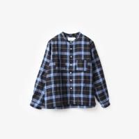 SUBTLE authentic Stand Shirt Euro Linen #Black x Blue Check [SUBTLE-070]